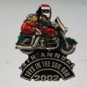 15th Annual 2002 Christmas Toys in the Sun Run Pin Lady Hawk Pin Moto Bikers